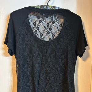 Hail3y:23 Black Tee with Lace Back